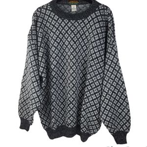 NWOT Oakton Black & White Print Crewneck Pullover Sweater Men's XLT
